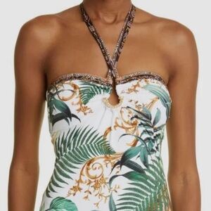 $400 Camilla Women's White Easy Tiger Bandeau One Piece Swimsuit Size XS/4